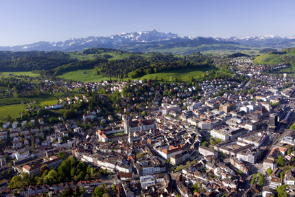 St. Gallen aus der Vogelperspektive. Foto: Christof Sonderegger