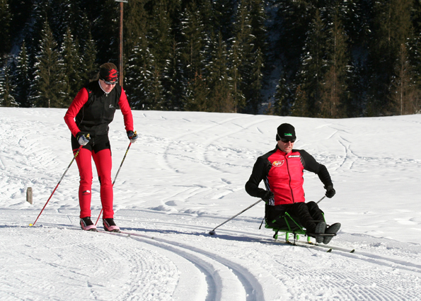 Das schneesichere Loipennetz des Kaunertales lässt sich auch für Menschen mit Behinderungen erleben. (Foto Kaunertal Tourismus)