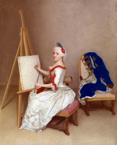 Die Meister-Sammlerin auf einem Gemälde von Jean-Étienne Liotard: Prinzessin Karoline Luise von Hessen-Darmstadt. (Staatliche Kunsthalle Karlsruhe)