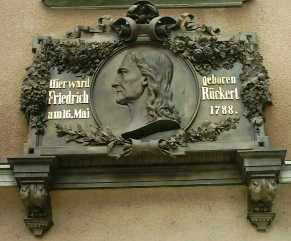 Erinnerungstafel am Geburtshaus von Friedrich Rückert in Schweinfurt. (Foto Presse03)