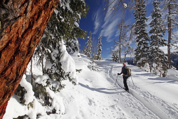 Ganz ohne Ski, mit geschnürten Wanderstiefeln entdecken Winterwanderer auf drei neu angelegten Winterhöhenwanderwegen die Tauplitz und den Kreischberg in der Steiermark. (Fotos Steiermark Tourismus)