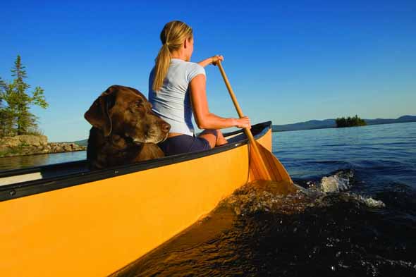Der Hund darf im Acadia Nationalpark mit auf Kanutour (Fotos Maine Office of Tourism)