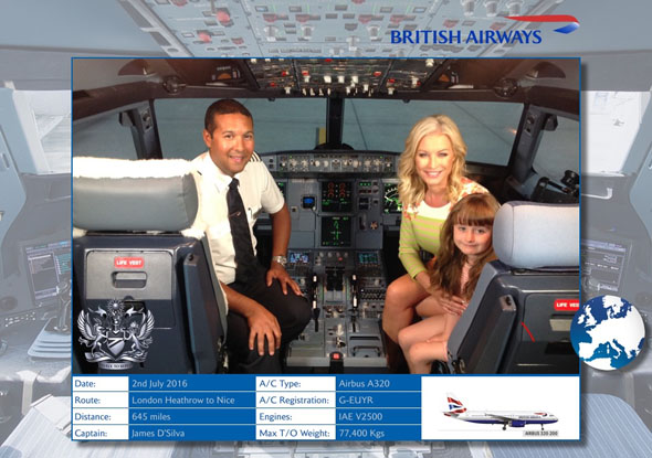 Die britische Schauspielerin Denise Van Outen gehörte zu den Ersten, die mit der neuen British Airways-App fotografiert wurden. (Foto British Airways)