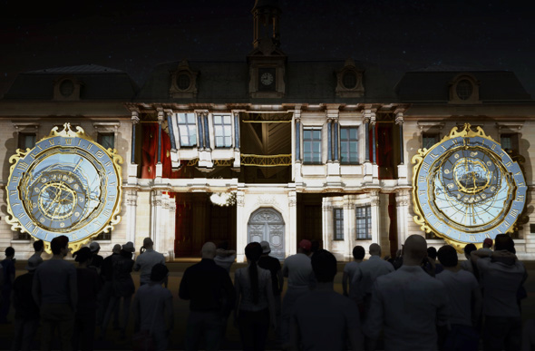 Das Rathaus von Troyes wandelt sich in einen riesigen Adventskalender. (Foto OT Troyes)